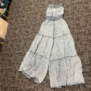 Denim wide leg jumpsuit